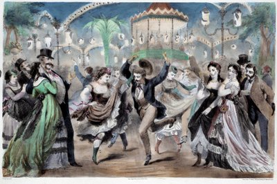マビーユの情景の舞踏会。A.プロヴォスト（1834-1855年頃活躍）のリトグラフ パリ、カルナヴァレ美術館 作： A Provost