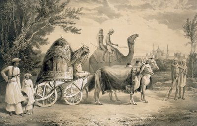 「インドの航海」からのデリー王のハーレムキャリッジ、パブ。スミス、エルダーウント社、1858年 作： A. Soltykoff