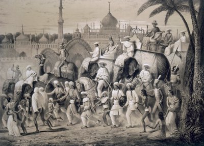 1859年の『Voyages in India』に掲載されたラクナウの主要ストリート。 作： A. Soltykoff