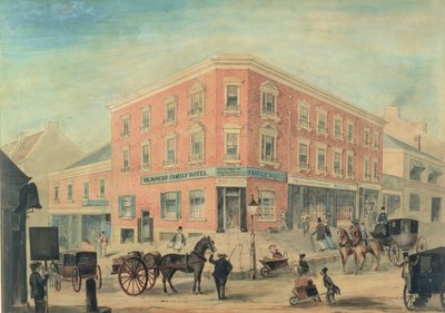 シドニーとハンターストリートのコーナー、シドニー、1849年（WC） 作： A. Torning