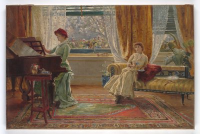 2人の女性がいるインテリア、1880年 作： A. Trevor Haddon