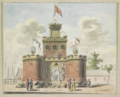 ゼネラル アームズ、カダイクス広場の装飾、1795 年 1795年にアムステルダムで開催されたAlliantiefeestの装飾のプレート10枚（シリーズタイトル） 作： A. Verkerk