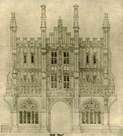 建築図面：イーストフロント、1833-1834、1906。 作： A. W. N. Pugin