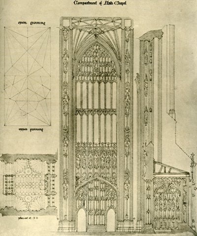 建築図面：反礼拝堂の区画、1833-1834、1906。 作： A. W. N. Pugin