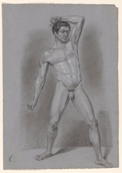 立っている男性のヌード、正面から見た 作： A. Waterloo (attributed to)