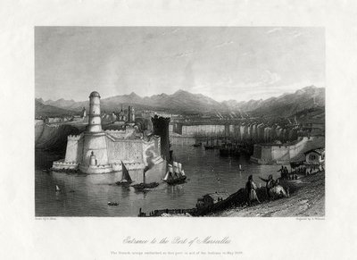 フランス、マルセイユの港への入り口、1875 作： A. Willmore