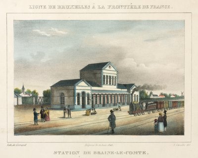1843年、ジェラールによって彫刻されたベルギーのブレーヌルコント駅 作： A. after Canelle