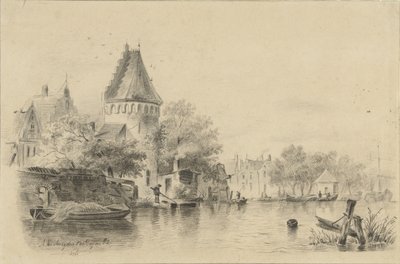 水上に塔のある風景 作： A. van Ameyden