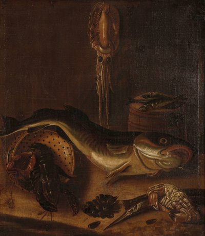 魚のある静物 作： A. van Doeff
