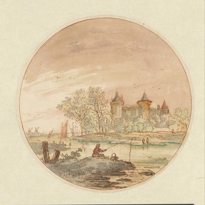 釣り人と城のある風景 作： Aarnout ter Himpel