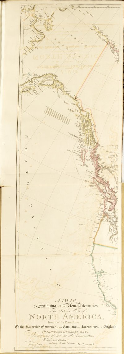 北アメリカ大陸内陸部における新発見のすべてを示す地図 作： Aaron Arrowsmith