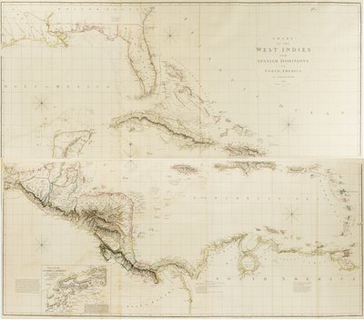 西インド諸島と北アメリカのスペイン領の地図 作： Aaron Arrowsmith