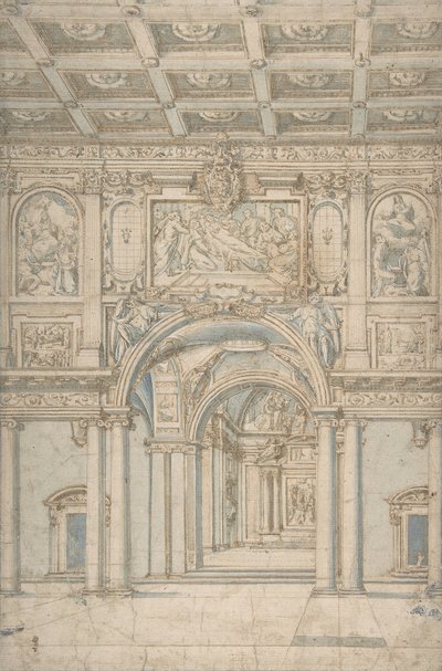 ローマのサンタ・マリア・マッジョーレ宮殿の内部の研究、1621-46。 作： Abbate Paolo de Angelis