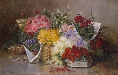 フローラル・スティル・ライフ（キャンバスに油彩） 作： Abbott Fuller Graves