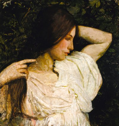 髪を整える少女、1918～1919年。 作： Abbott Handerson Thayer