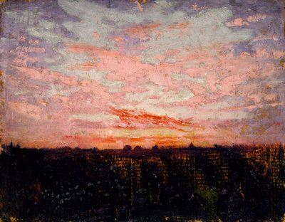 朝日か夕日か、書籍『動物界における色彩の隠蔽』のための研究 作： Abbott Handerson Thayer