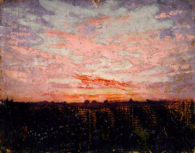 日の出または日没、本の勉強、動物の王国で色を隠す、ca. 1905～1909年。 作： Abbott Handerson Thayer