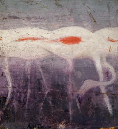 ホワイト フラミンゴ、本「動物の王国で色を隠す」の研究、約 1905～1909年。 作： Abbott Handerson Thayer