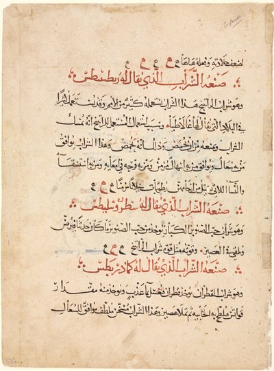 ディオスコリデスのマテリアメディカからのテキストページ 作： Abdallah ibn al Fadl (Iraq)
