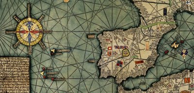 1375年に作成された原画のコピー、カタルーニャ・アトラスの詳細（羊皮紙にペンとカラーインク 作： Abraham (after) Cresques