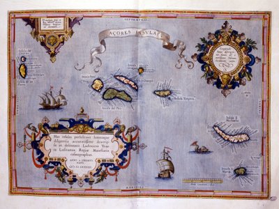 オルテリウスの地図によるとアゾレス諸島 作： Abraham (after) Ortelius
