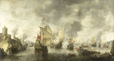 1649年、フォヤ湾でのトルコに対するベネチアとオランダの連合艦隊の戦い 作： Abraham Beerstraten