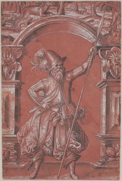 装飾用アーチの前のスイス衛兵 (直腸) 作： Abraham Bickhart