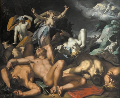 アポロとダイアナは子供を殺してニオベを罰する 作： Abraham Bloemaert