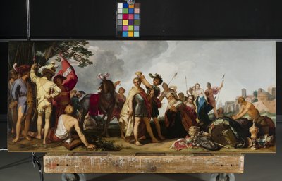 戴冠式のシーン（木に油彩） 作： Abraham Bloemaert