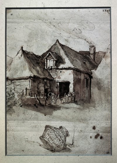 籐製の籠を持つ小屋 16世紀後半～17世紀前半（彫刻作品 作： Abraham Bloemaert