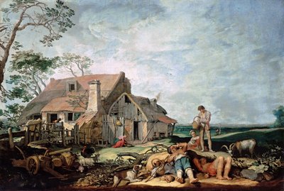 休息する農民のいる風景、トビアスと天使、1650 作： Abraham Bloemaert