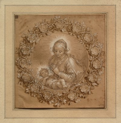 トンドの中の幼いイエスを持つマドンナ 作： Abraham Bloemaert