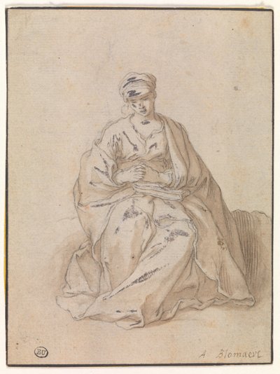 本を持って座っているマリア 作： Abraham Bloemaert