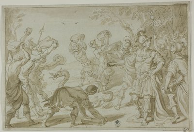 蛇に石を投げるローマ兵 作： Abraham Bloemaert