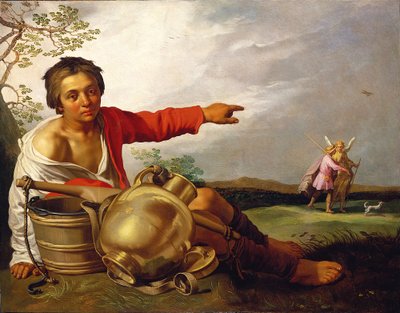 トビアスと天使を指して羊飼いの少年 作： Abraham Bloemaert