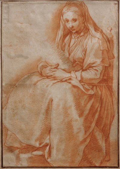 座る女性と子供 作： Abraham Bloemaert