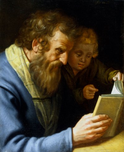 「聖マタイと天使」、1621 作： Abraham Bloemaert