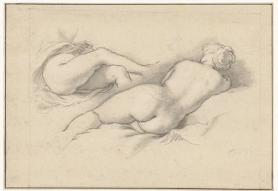 横になっている女性のヌードの研究 作： Abraham Bloemaert