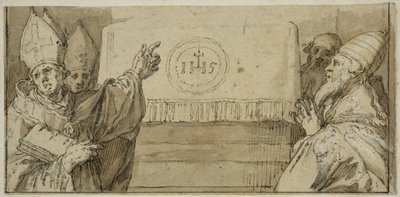 祭壇の前に立つ4人のラテン教父たち 作： Abraham Bloemaert