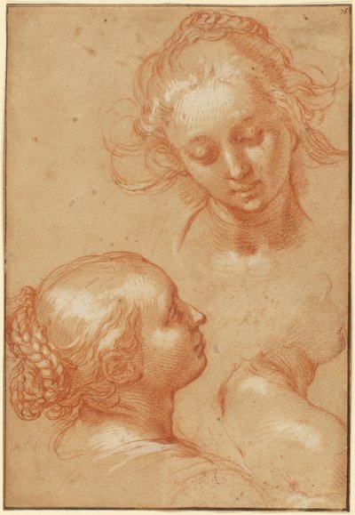 女性の習作3点（レクト）、手の習作4点と跪く青年の対訳（裏面） 作： Abraham Bloemaert