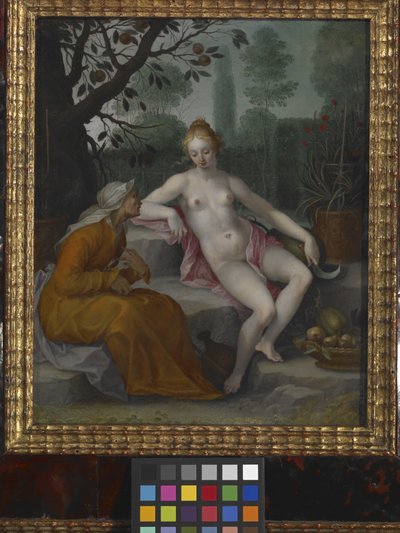 Vertumnus And Pomona (銅に油彩) 作： Abraham Bloemaert