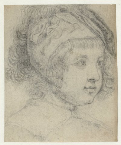 巻き毛と帽子をかぶった子供の頭、右側 作： Abraham Bloteling