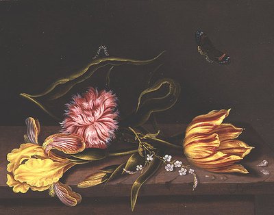 テーブルの上の花の静物、 作： Abraham Bosschaert