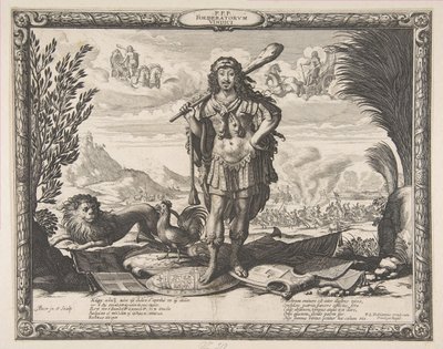 ルイ13世によるスペイン戦争宣言：ヘラクレスとしての王、ca。 1635年。 作： Abraham Bosse