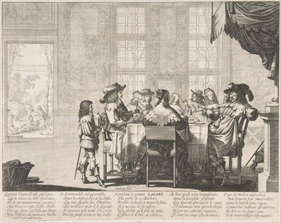 金持ちの晩餐会、17 世紀半ばから後半。 作： Abraham Bosse