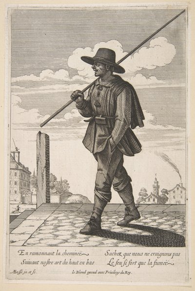 煙突掃除人、17 世紀半ばから後半。 作： Abraham Bosse