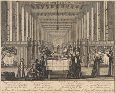 慈善病院の診療所1639。 作： Abraham Bosse