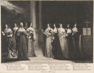 賢い処女は愚かな処女に油を断る1635年。 作： Abraham Bosse