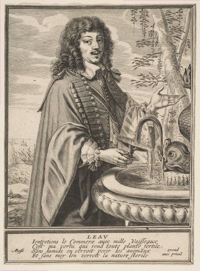 水、およそ。 1630年。 作： Abraham Bosse