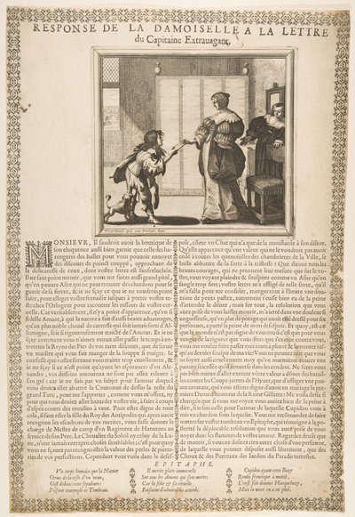船長の手紙に対するお嬢様の返事 1636年。 作： Abraham Bosse
